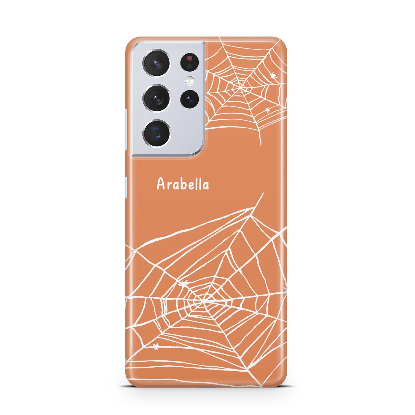 Personalised Orange Cobweb Samsung S21 Ultra Case