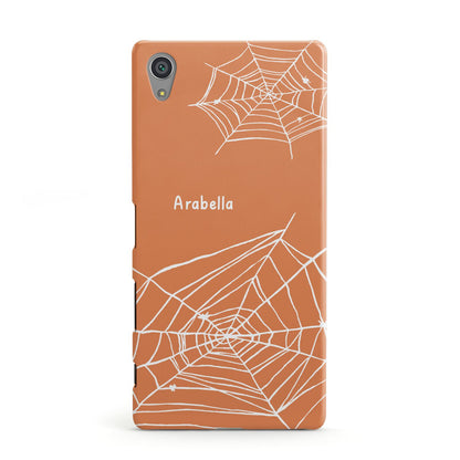 Personalised Orange Cobweb Sony Xperia Case