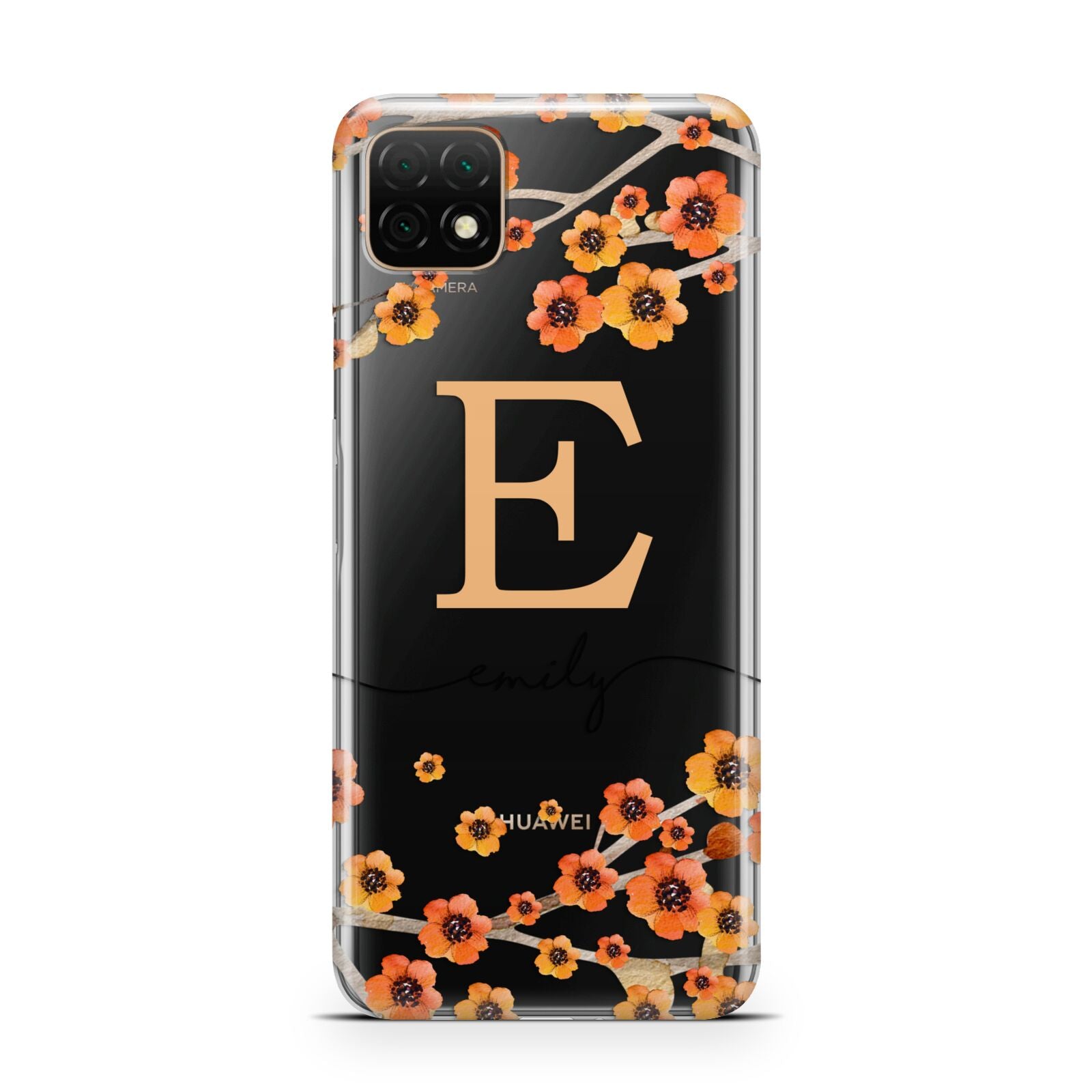 Personalised Orange Flowers Huawei Enjoy 20 Phone Case