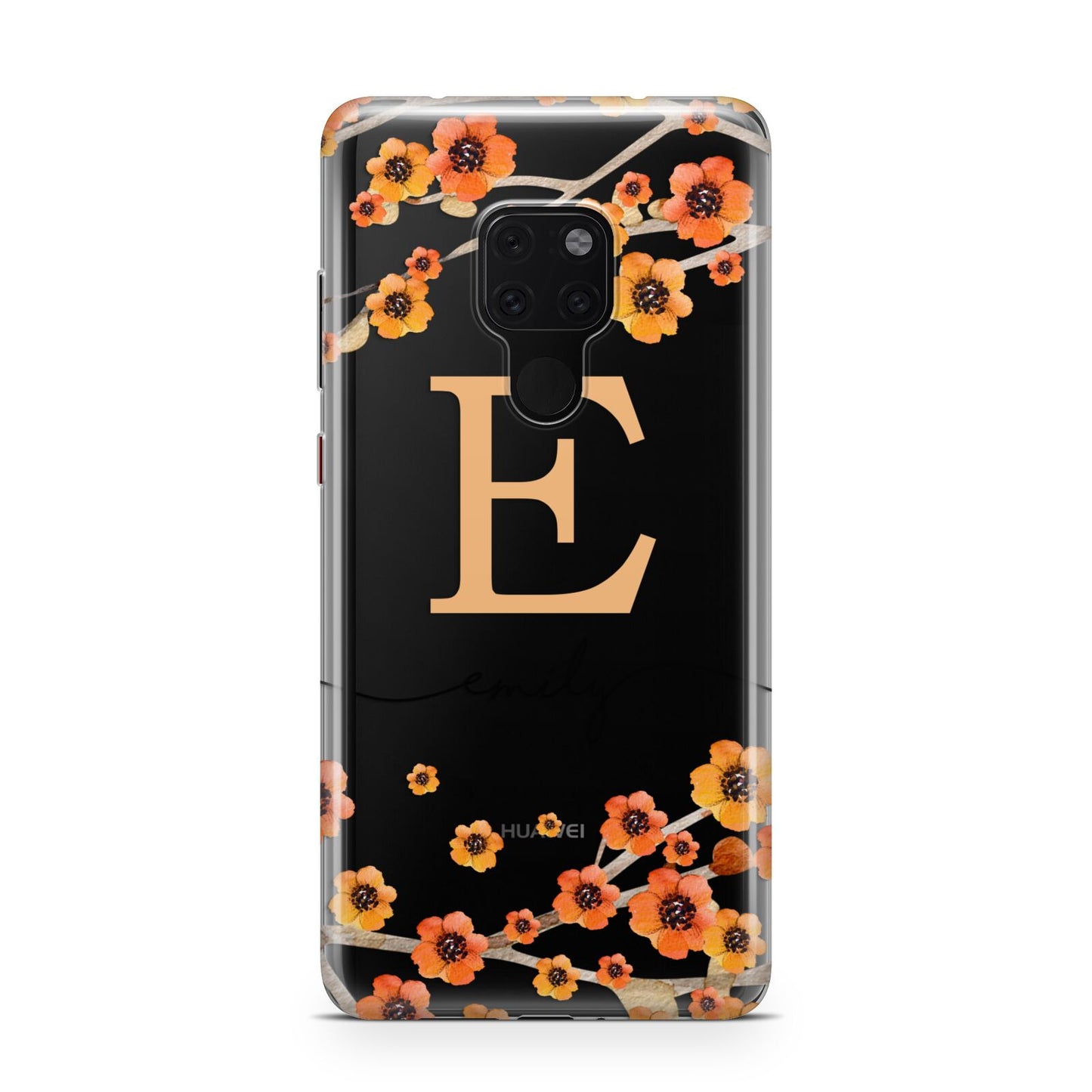 Personalised Orange Flowers Huawei Mate 20 Phone Case