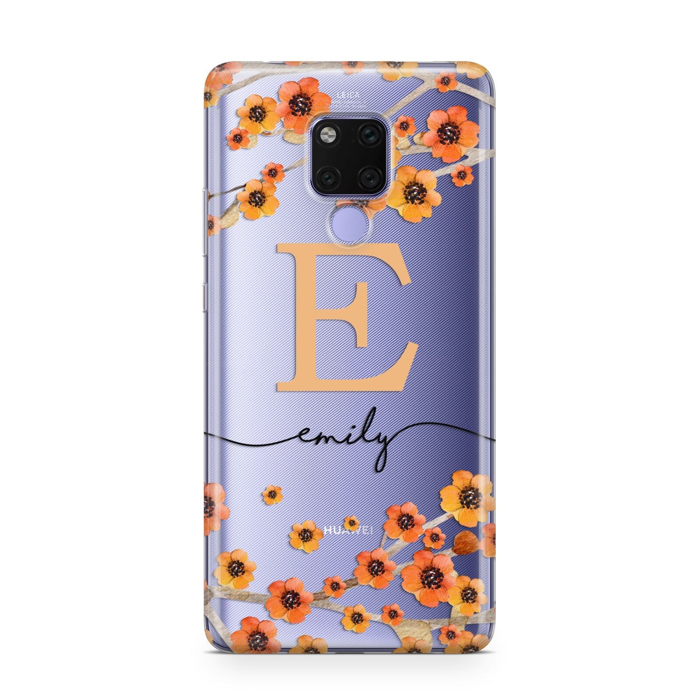 Personalised Orange Flowers Huawei Mate 20X Phone Case