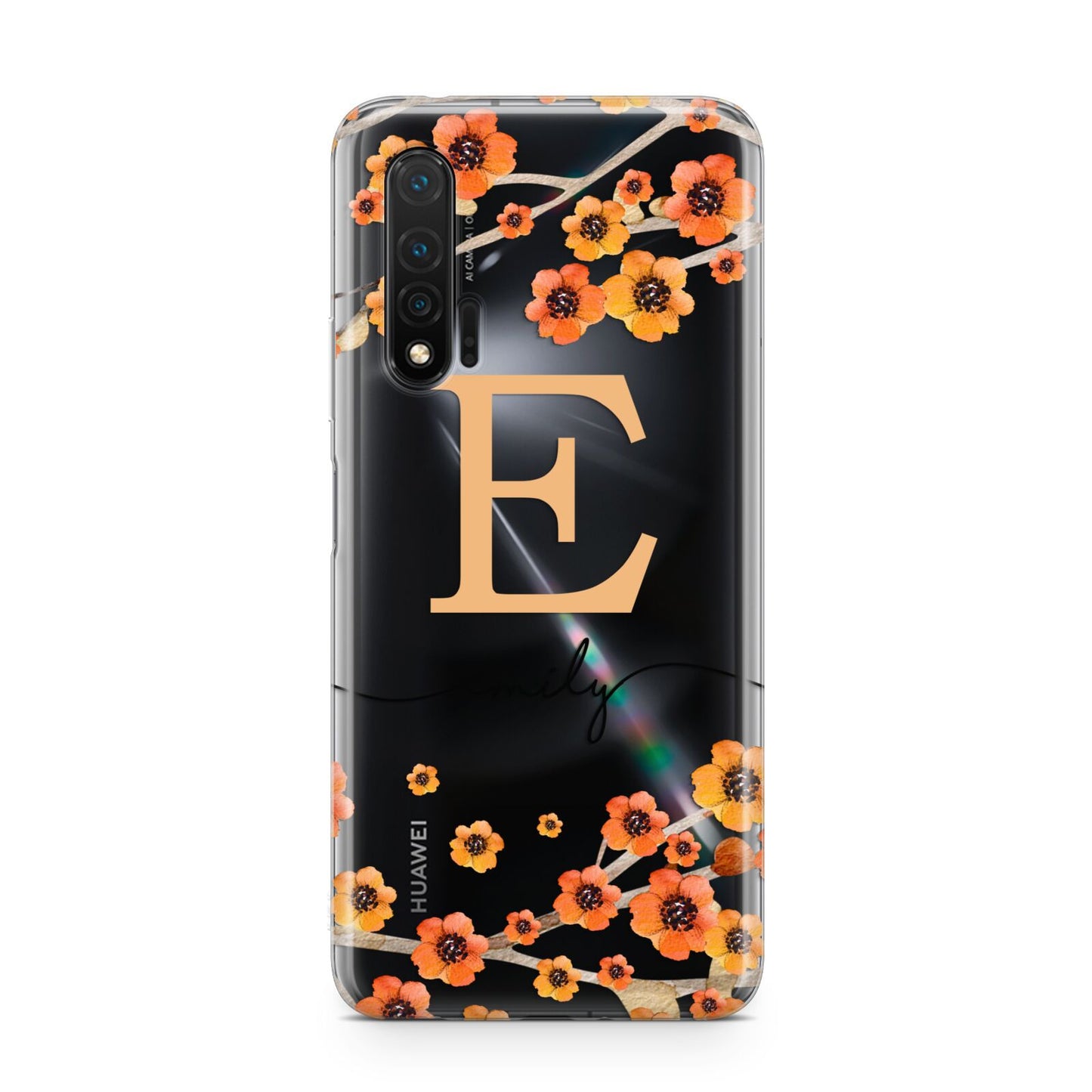 Personalised Orange Flowers Huawei Nova 6 Phone Case