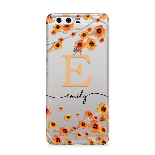 Personalised Orange Flowers Huawei P10 Phone Case