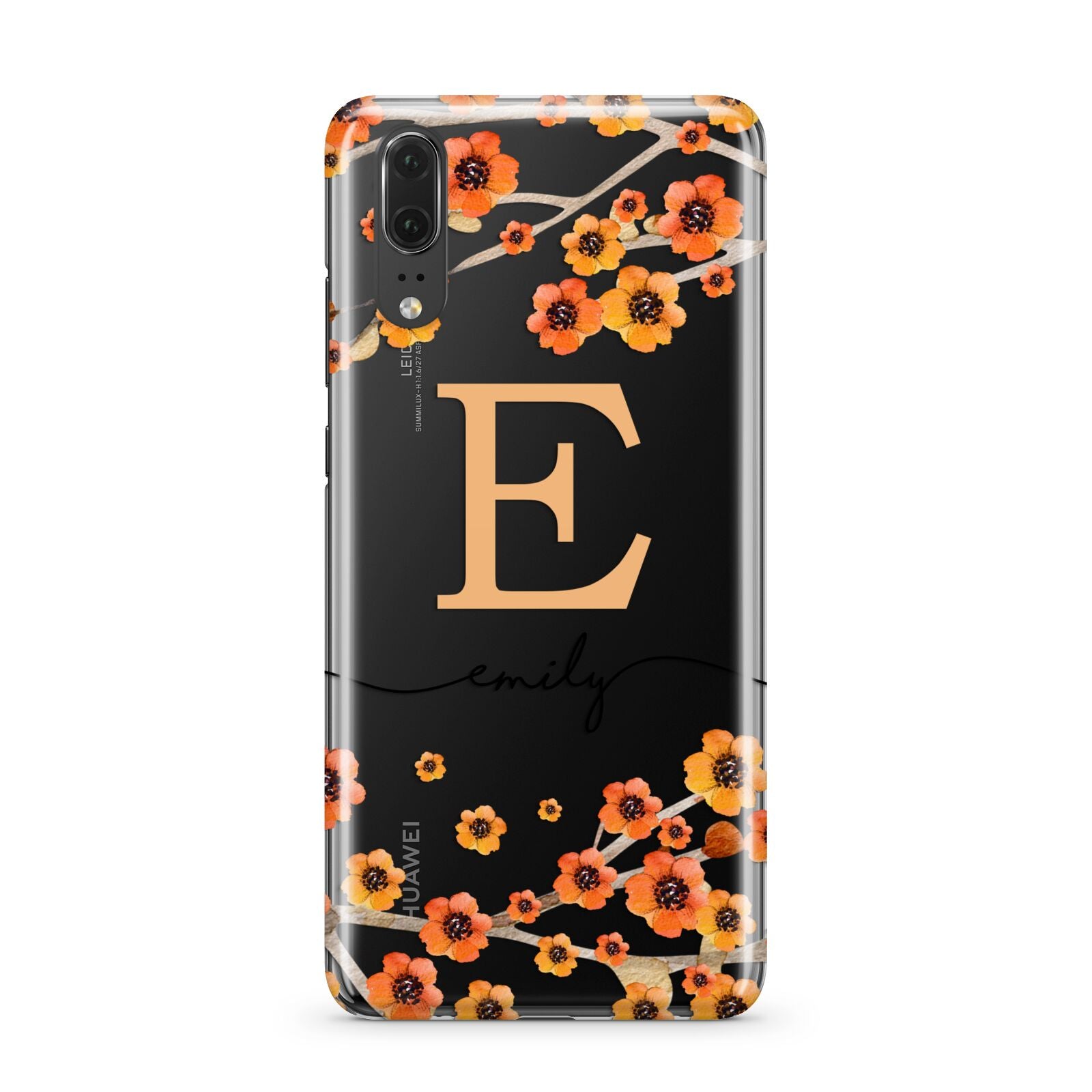 Personalised Orange Flowers Huawei P20 Phone Case