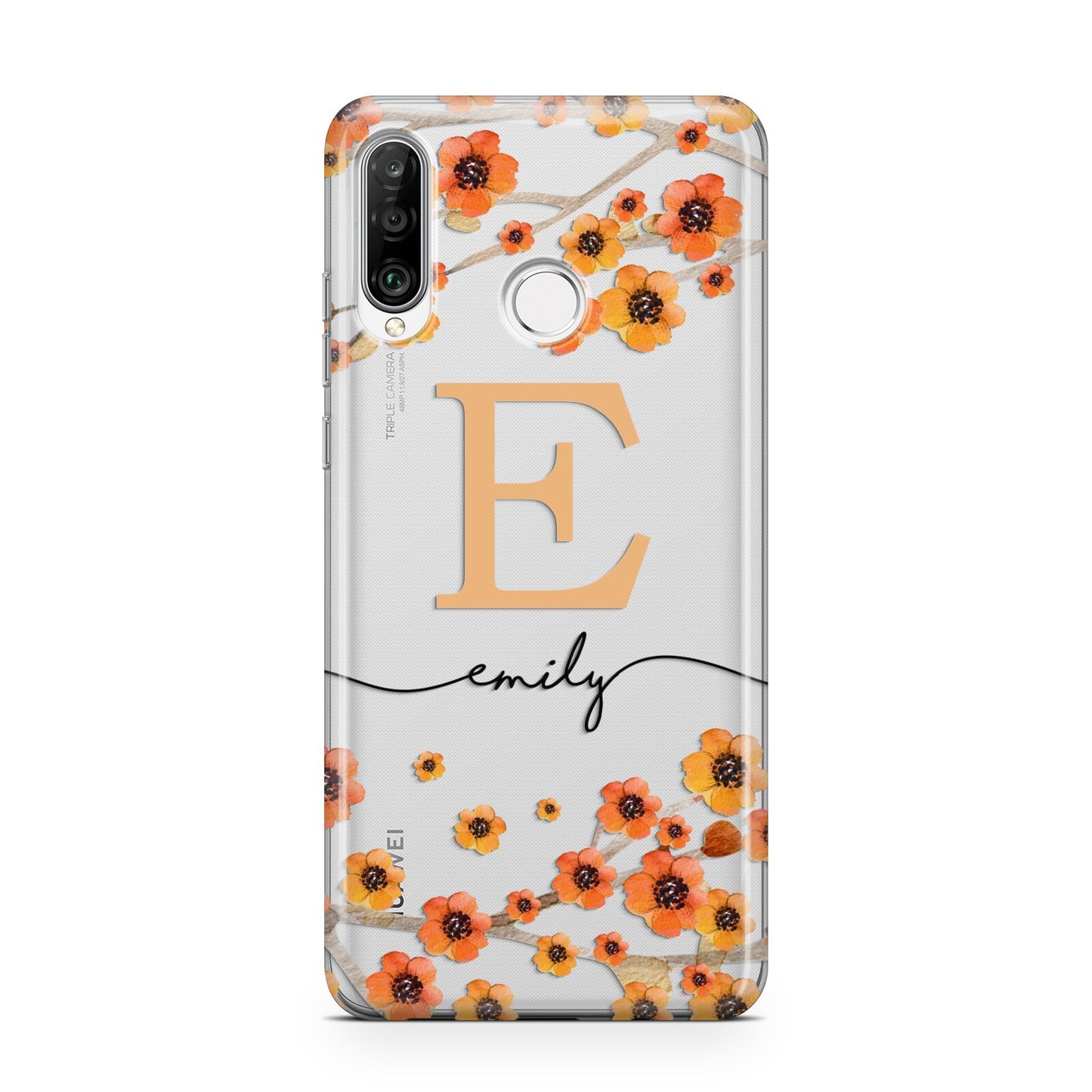 Personalised Orange Flowers Huawei P30 Lite Phone Case