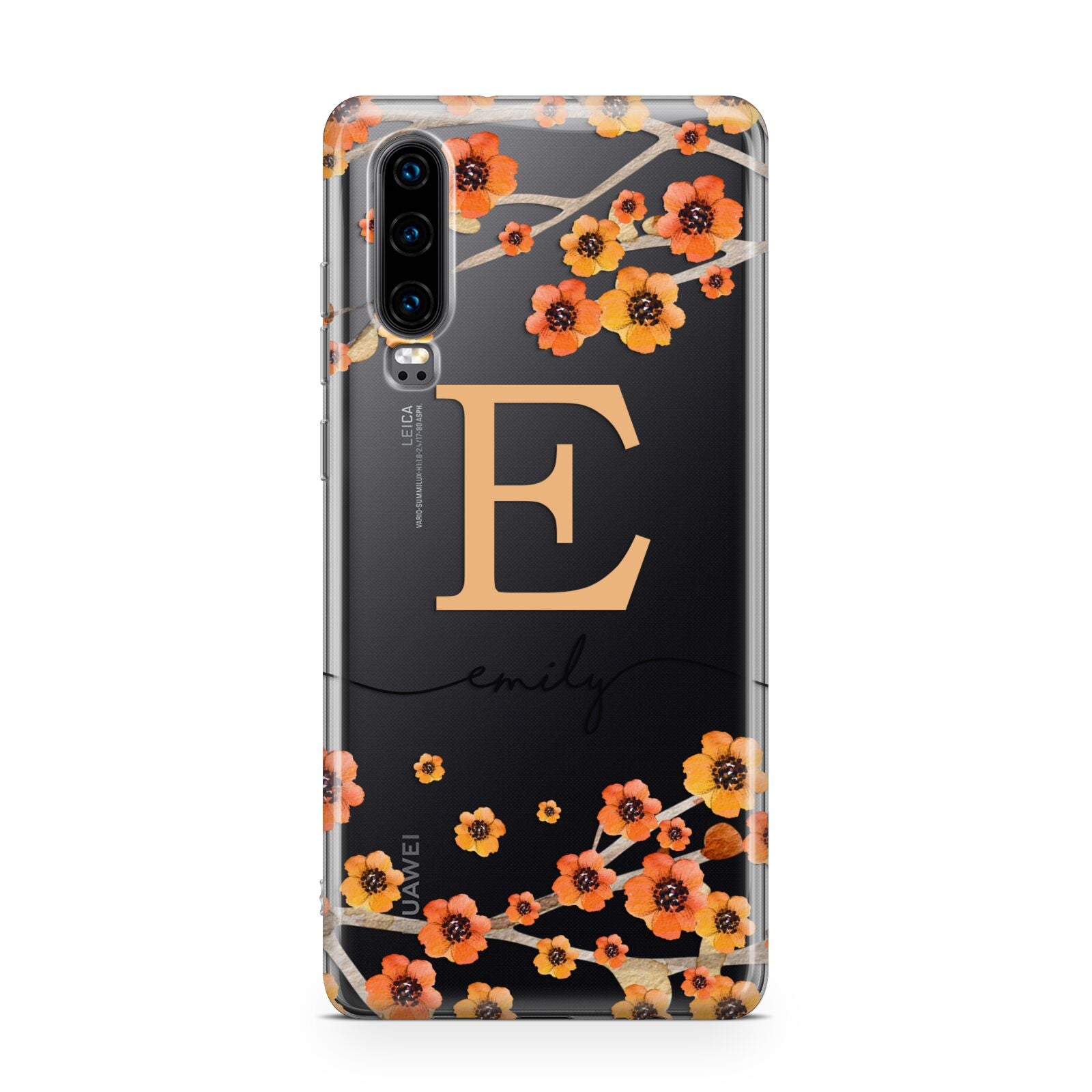 Personalised Orange Flowers Huawei P30 Phone Case