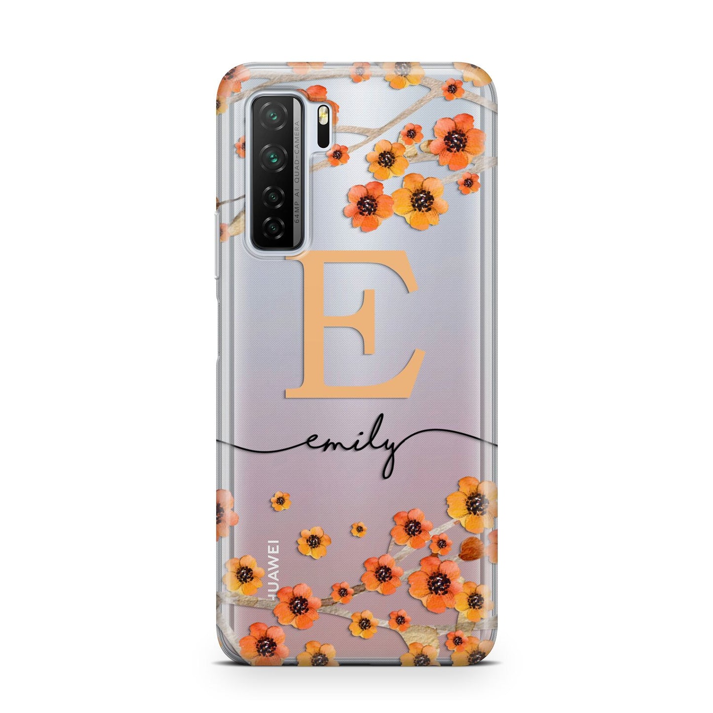 Personalised Orange Flowers Huawei P40 Lite 5G Phone Case