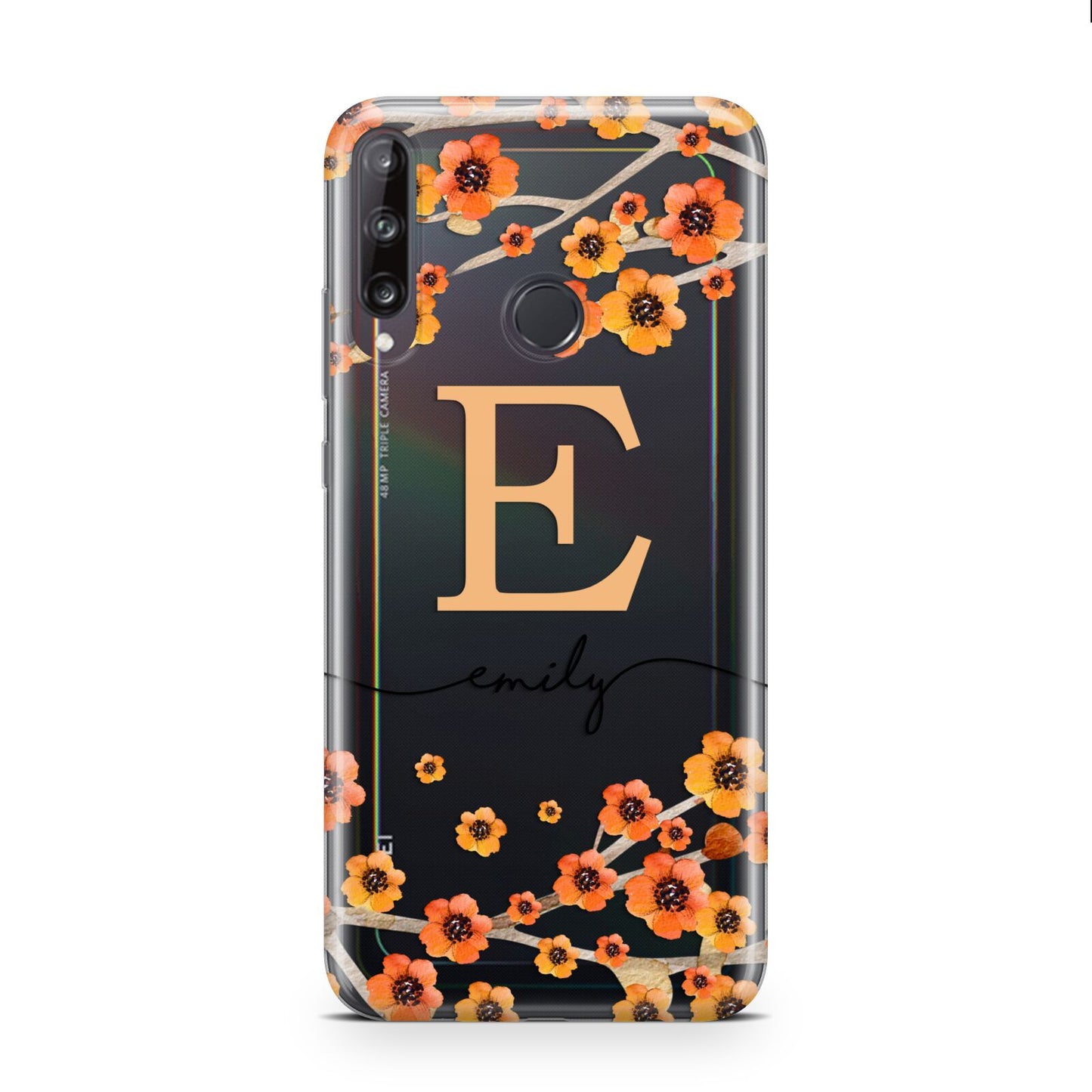 Personalised Orange Flowers Huawei P40 Lite E Phone Case