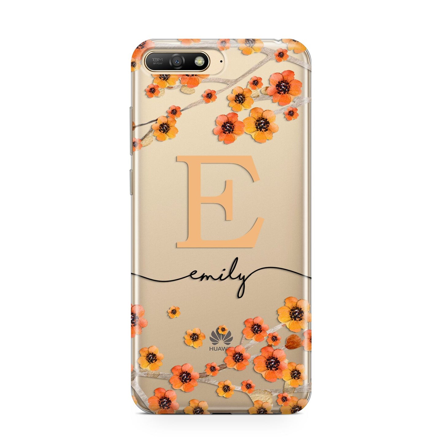 Personalised Orange Flowers Huawei Y6 2018