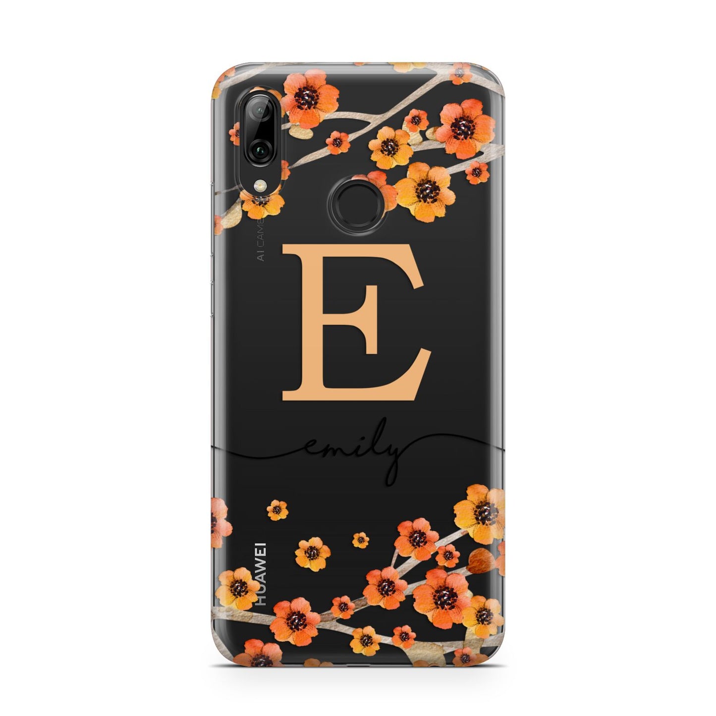 Personalised Orange Flowers Huawei Y7 2019