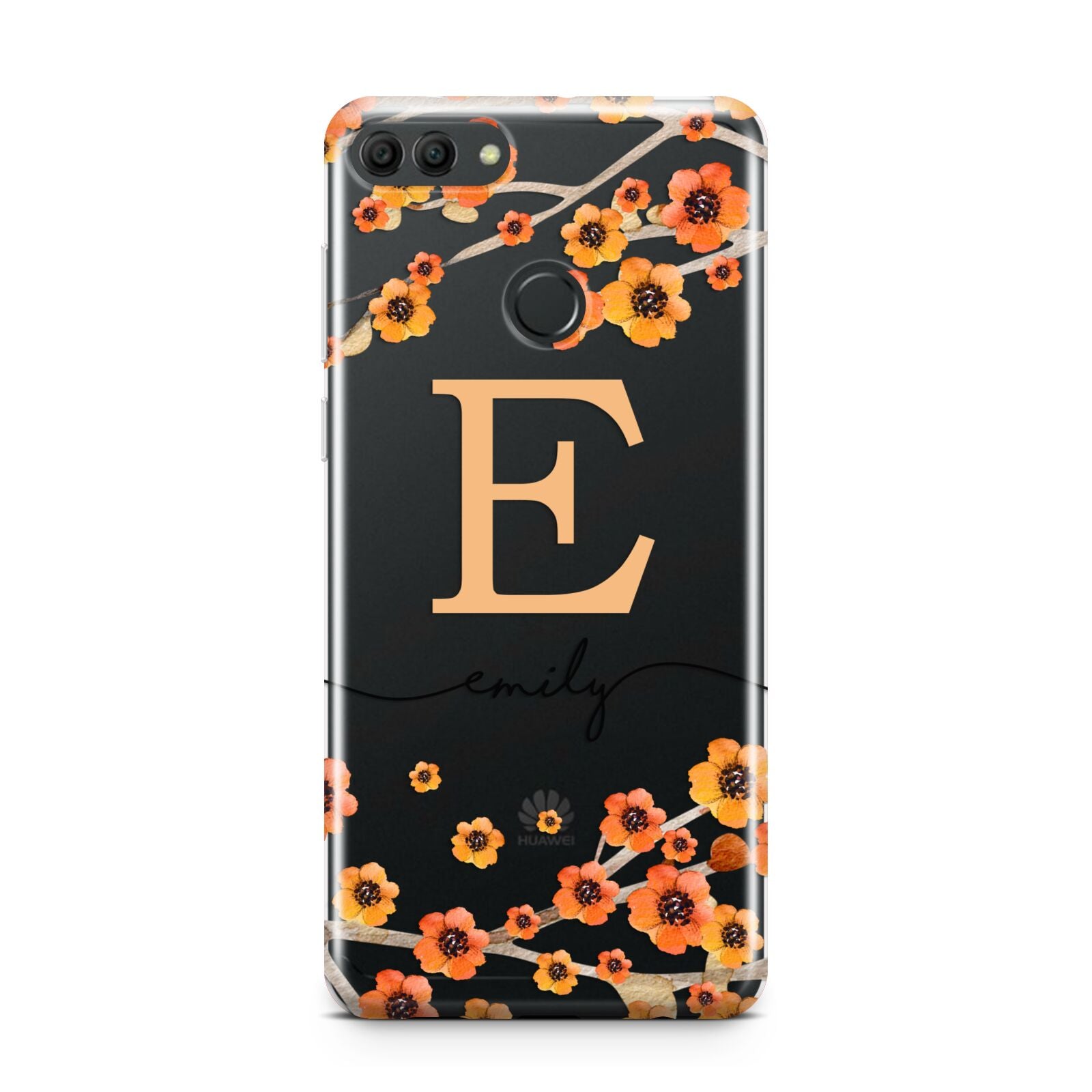 Personalised Orange Flowers Huawei Y9 2018