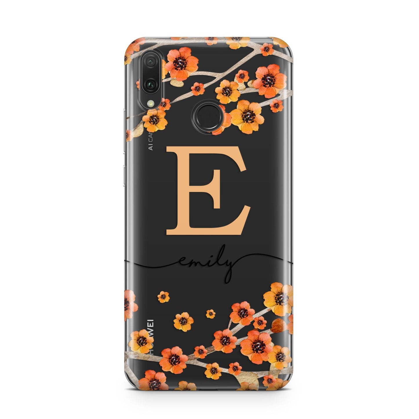 Personalised Orange Flowers Huawei Y9 2019