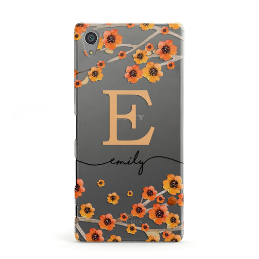 Personalised Orange Flowers Sony Xperia Case