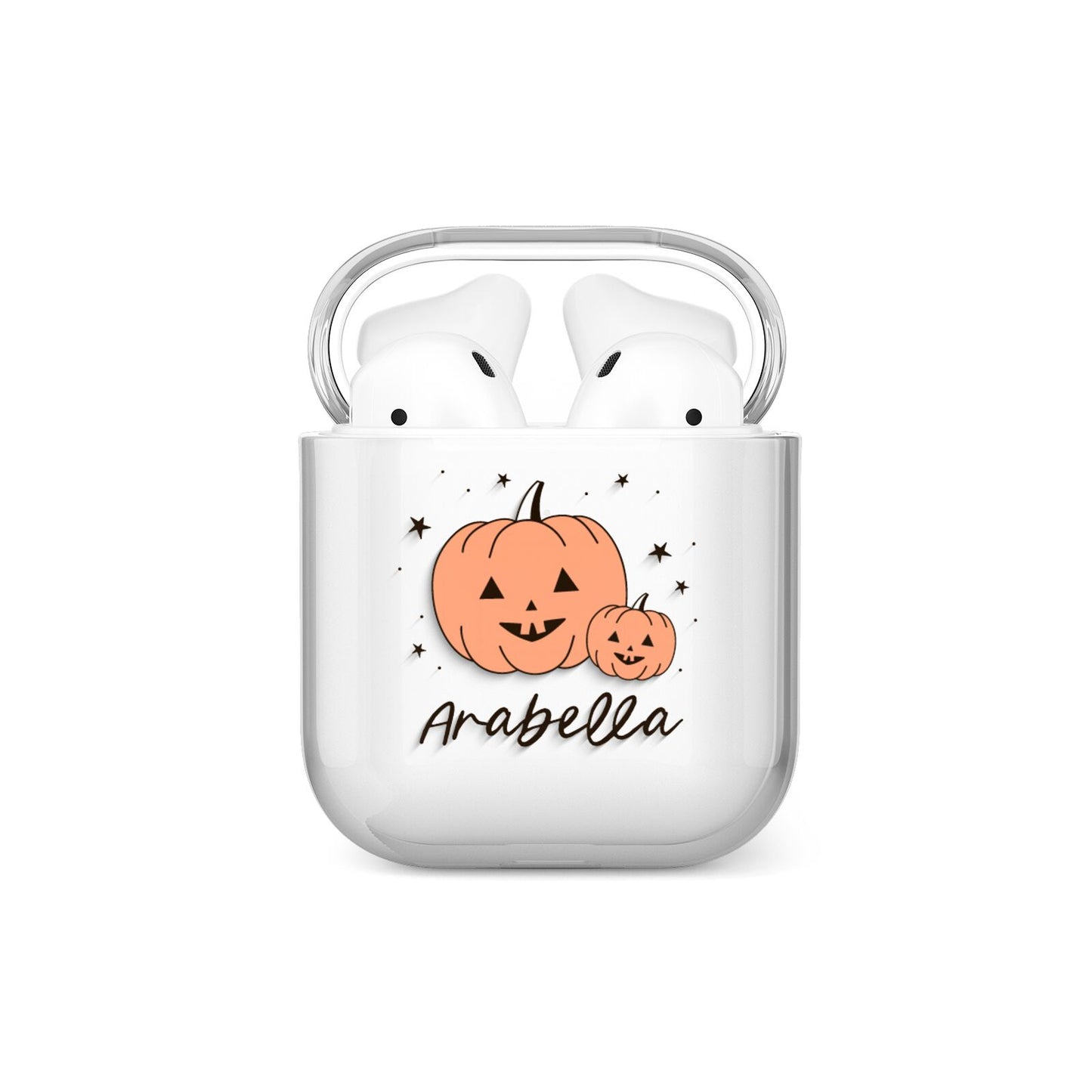 Personalised Orange Pumpkin AirPods Case