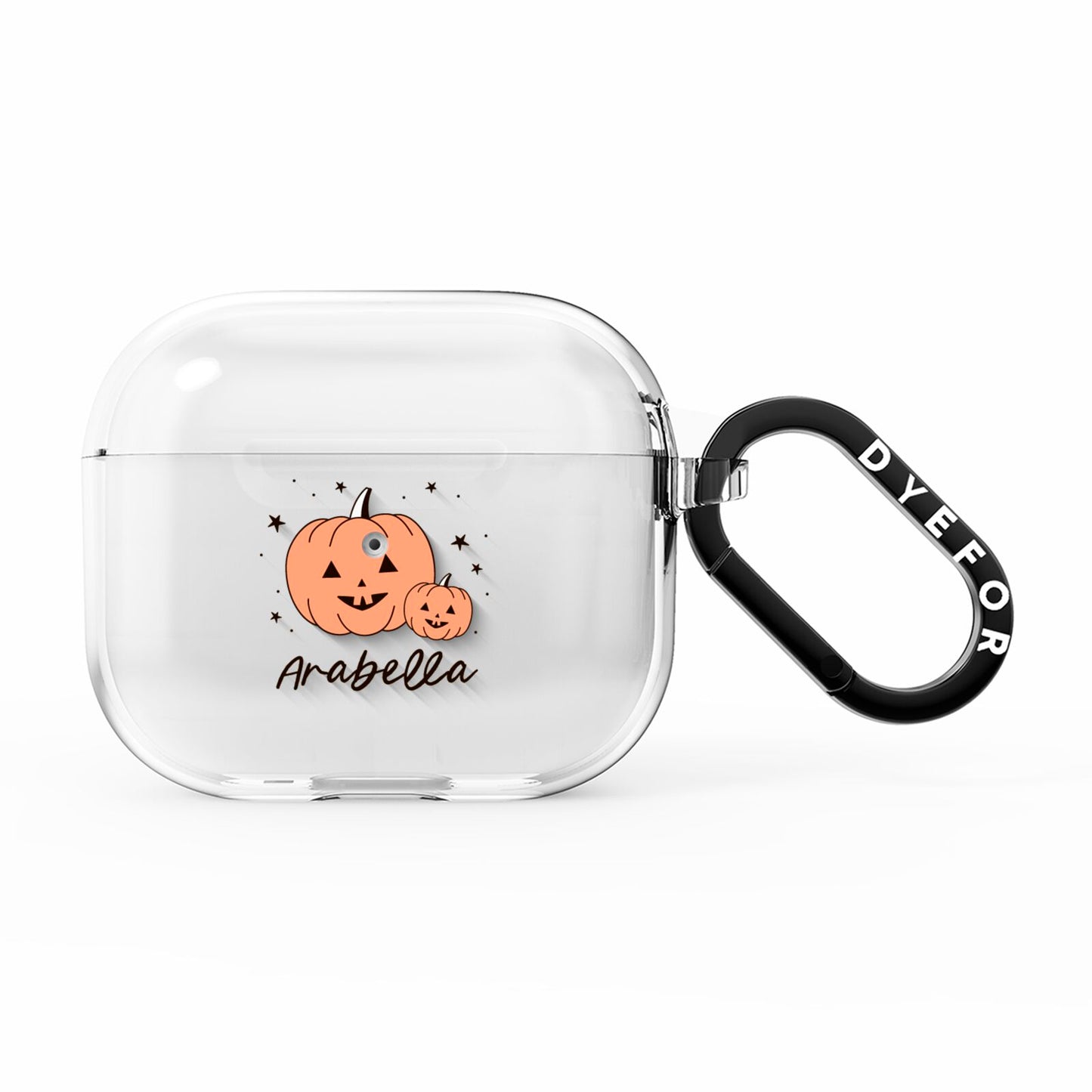 Personalised Orange Pumpkin AirPods Clear Case 3rd Gen