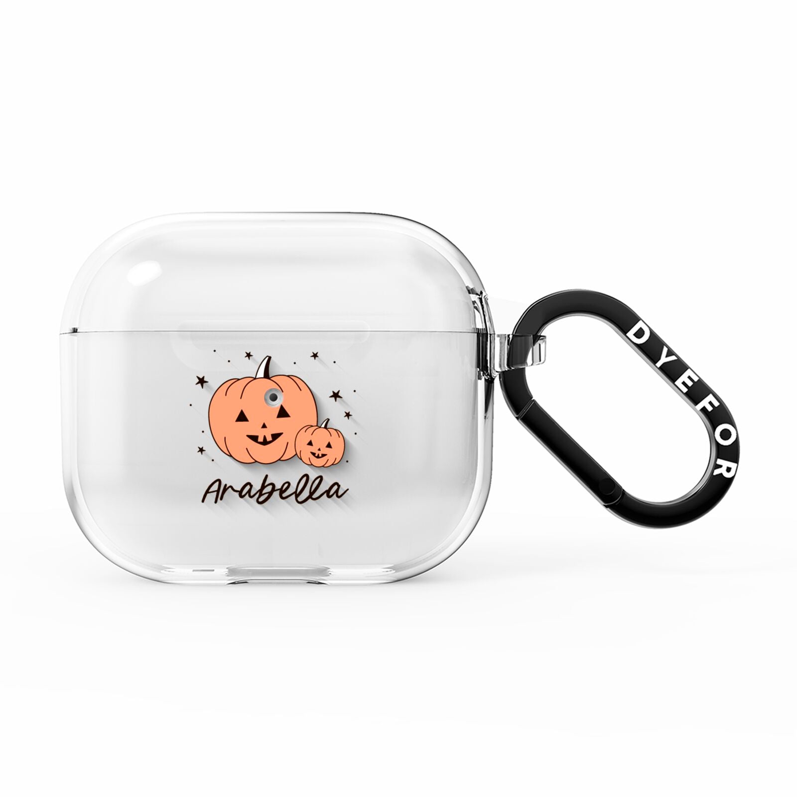 Personalised Orange Pumpkin AirPods Clear Case 3rd Gen