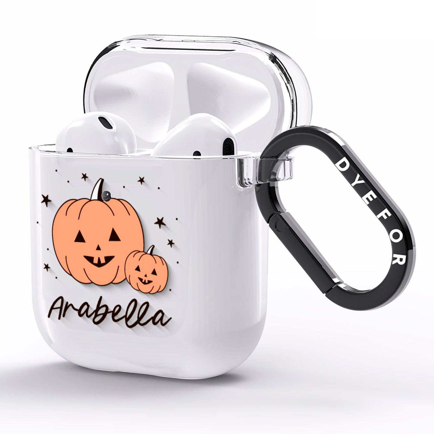 Personalised Orange Pumpkin AirPods Clear Case Side Image