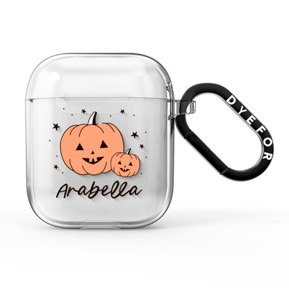 Personalised Orange Pumpkin AirPods Clear Case