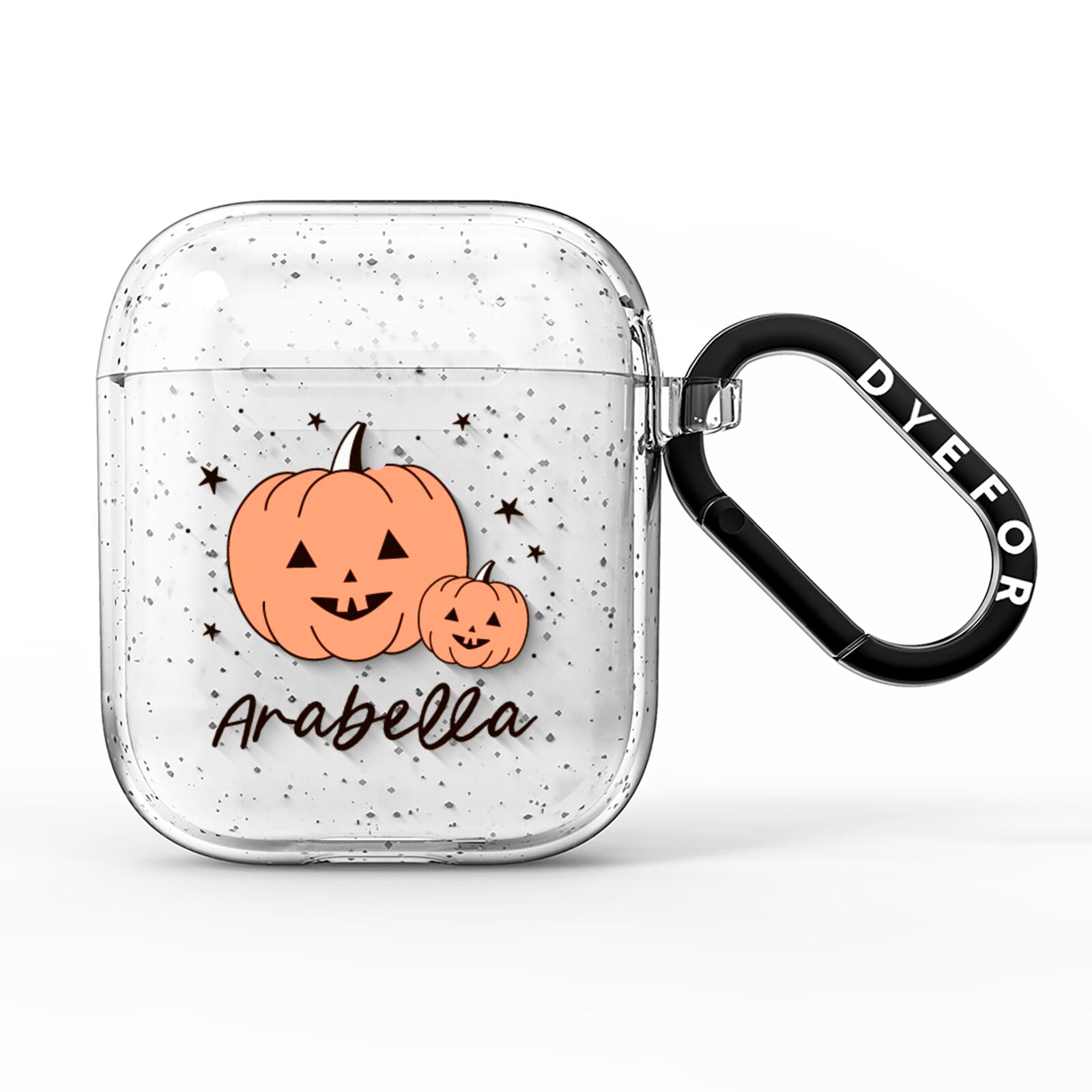 Personalised Orange Pumpkin AirPods Glitter Case