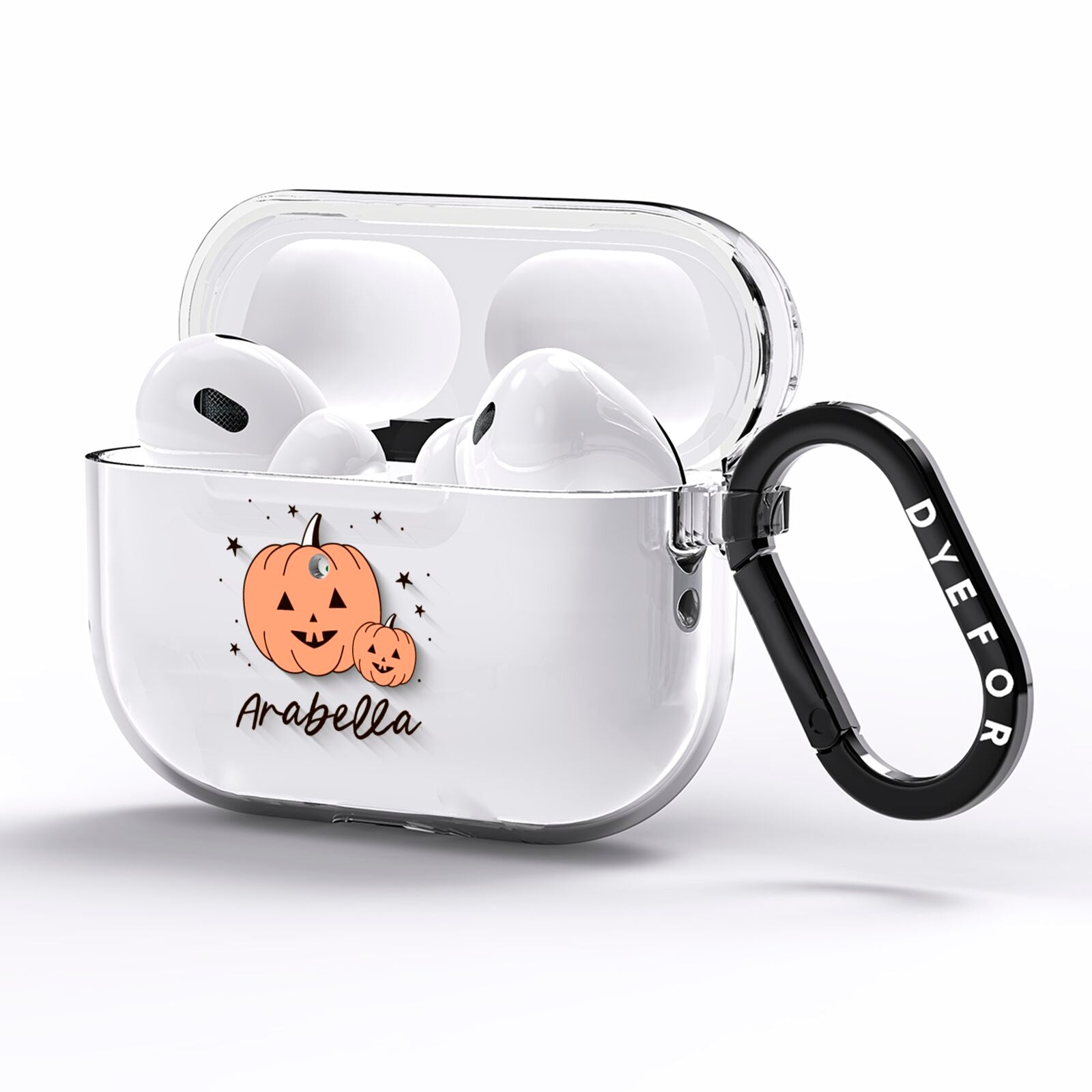 Personalised Orange Pumpkin AirPods Pro Clear Case Side Image