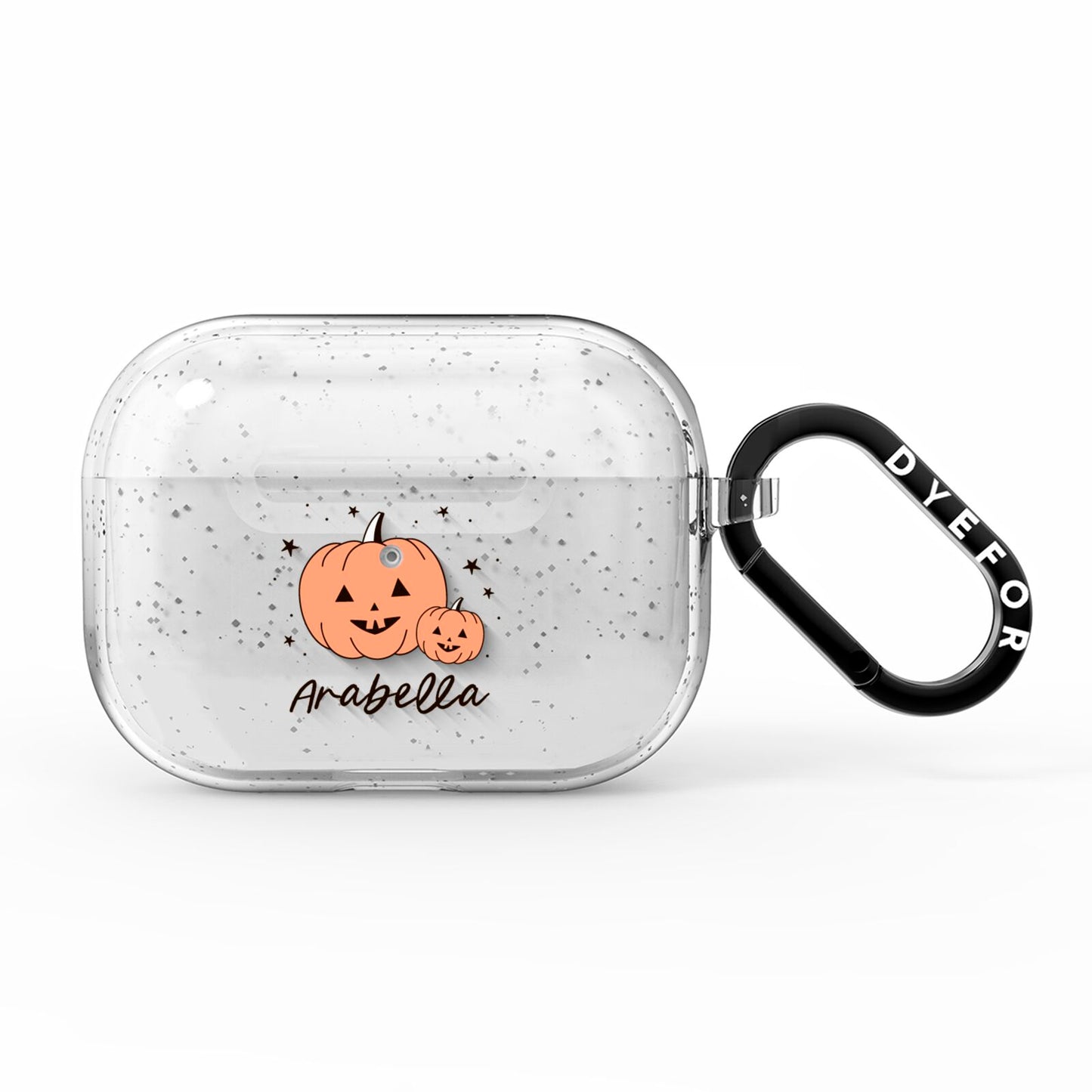 Personalised Orange Pumpkin AirPods Pro Glitter Case