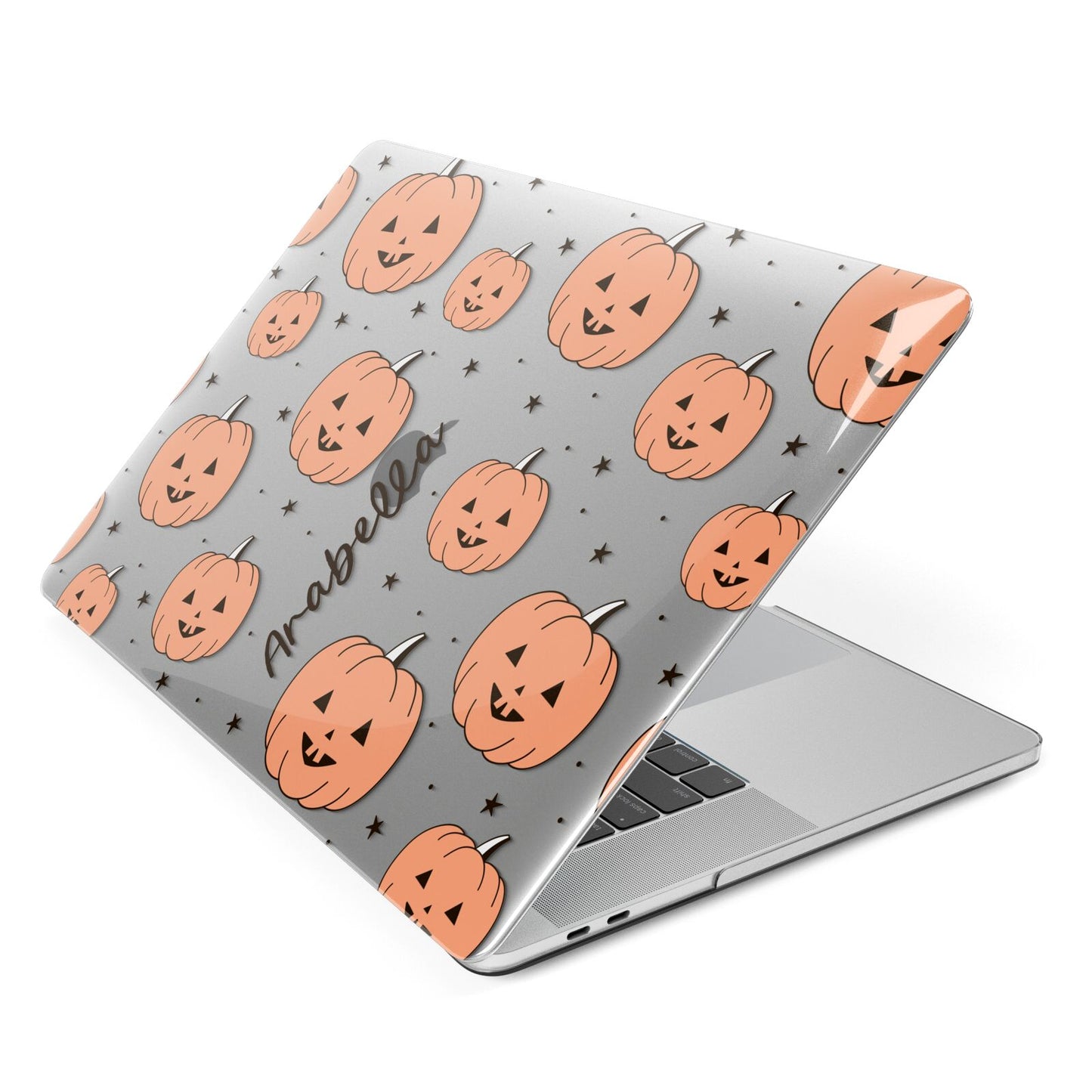 Personalised Orange Pumpkin Apple MacBook Case Side View