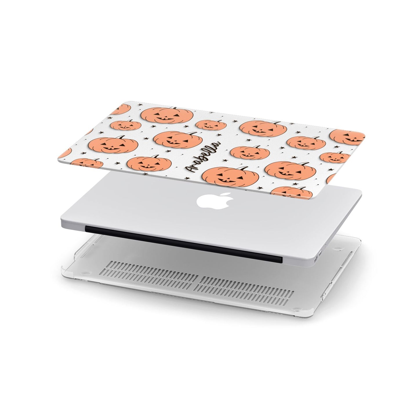 Personalised Orange Pumpkin Apple MacBook Case in Detail