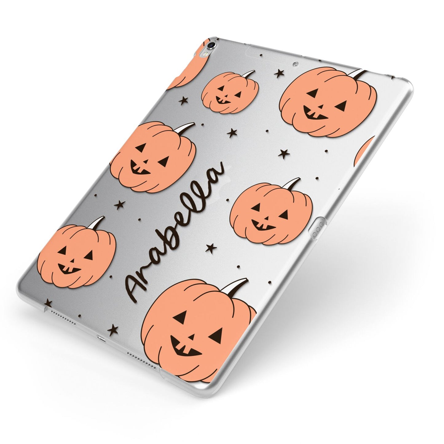 Personalised Orange Pumpkin Apple iPad Case on Silver iPad Side View