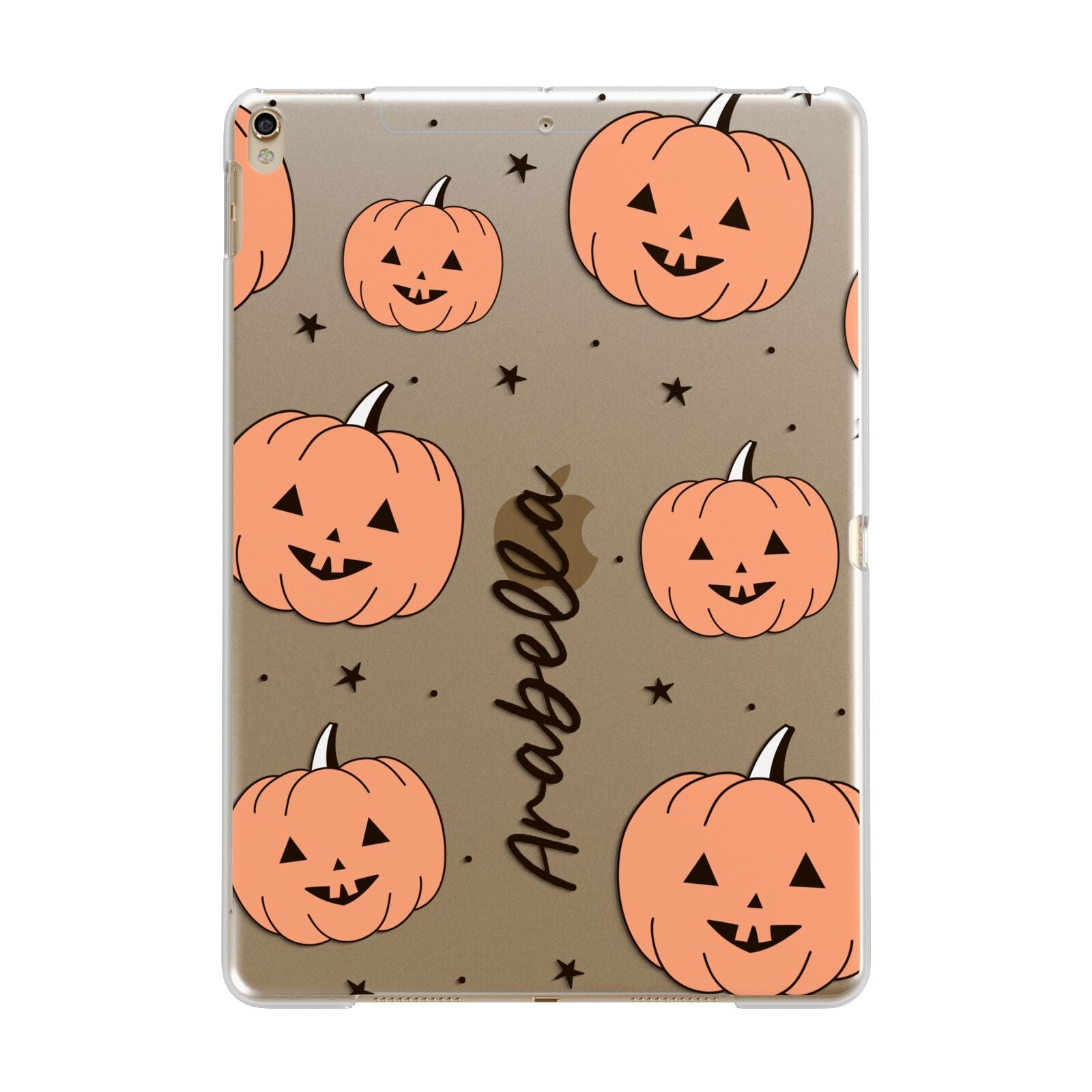 Personalised Orange Pumpkin Apple iPad Gold Case