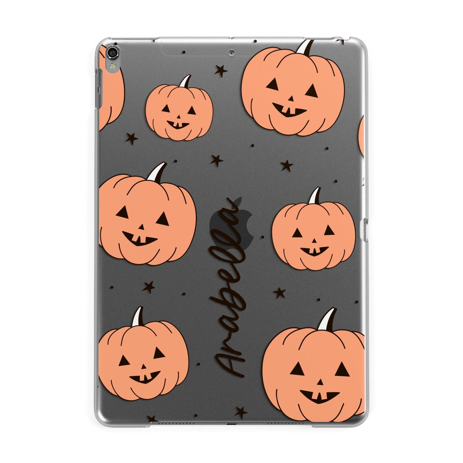 Personalised Orange Pumpkin Apple iPad Grey Case