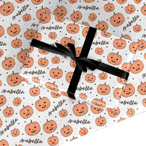 Personalised Orange Pumpkin Wrapping Paper