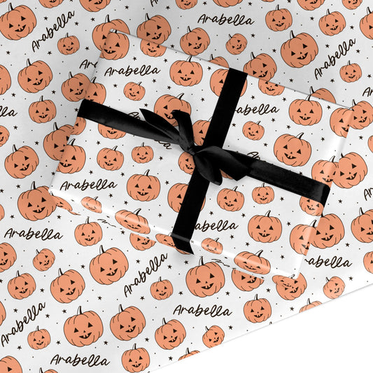 Personalised Orange Pumpkin Custom Wrapping Paper