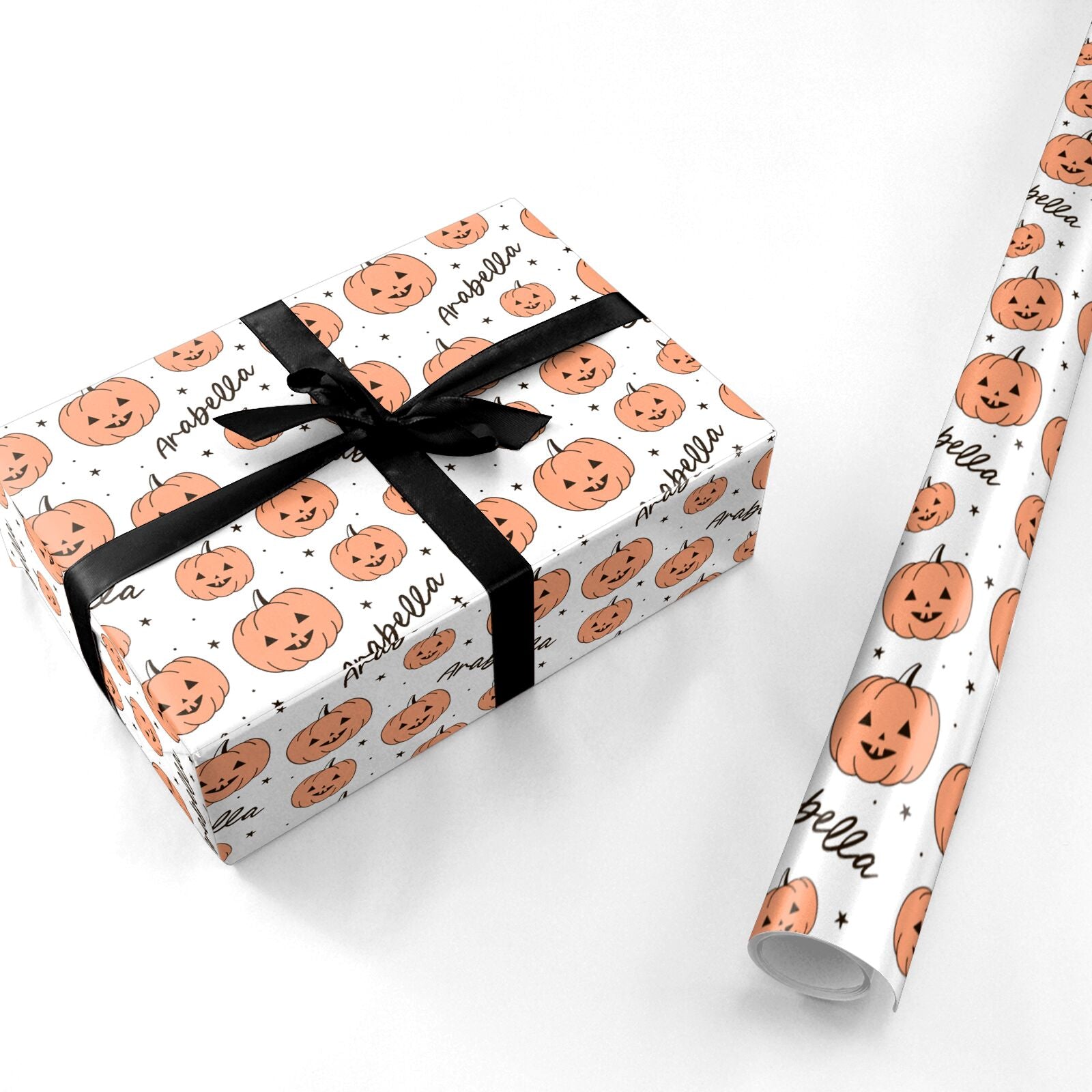 Personalised Orange Pumpkin Personalised Wrapping Paper