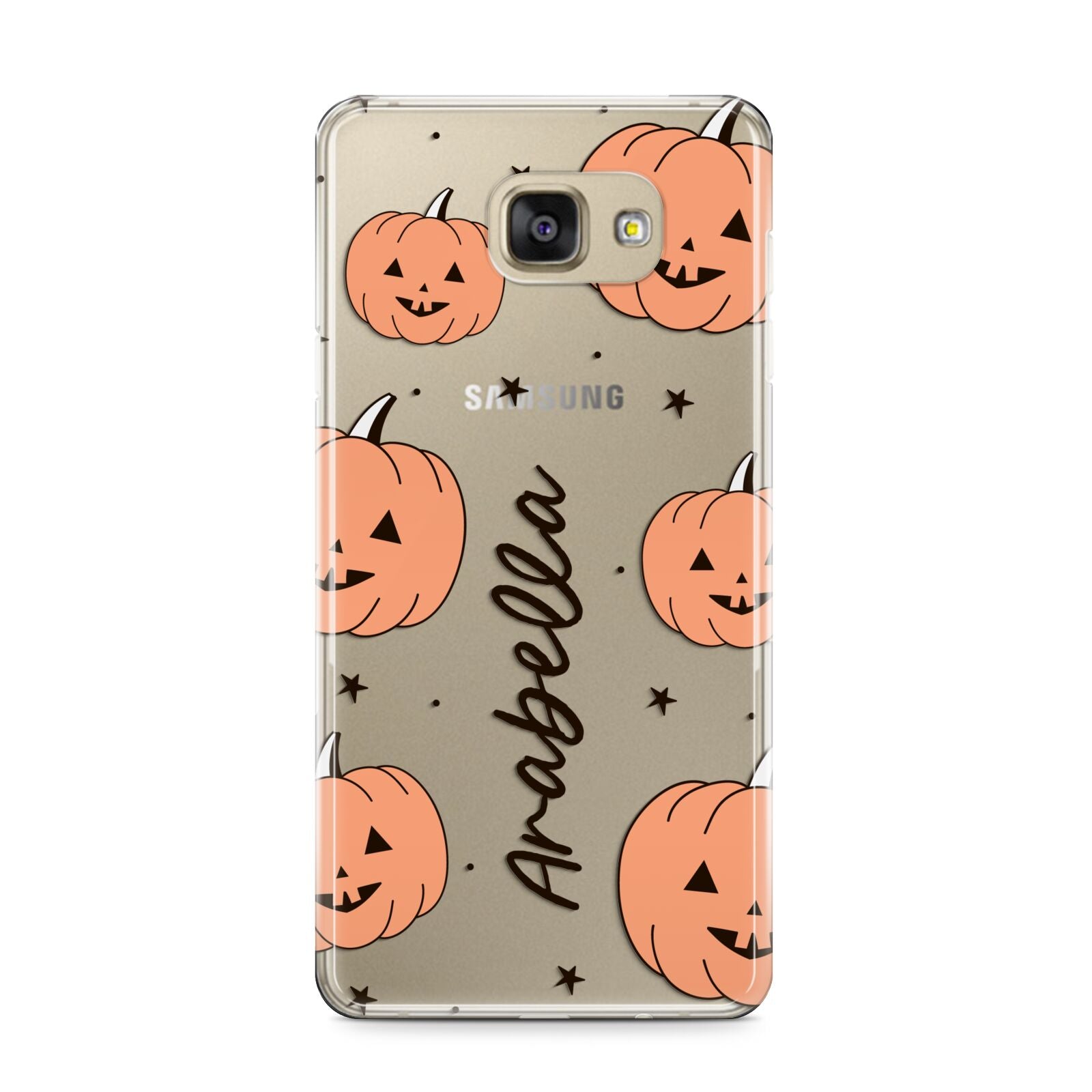 Personalised Orange Pumpkin Samsung Galaxy A9 2016 Case on gold phone