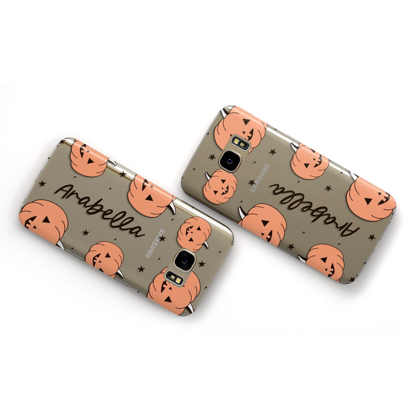 Personalised Orange Pumpkin Samsung Galaxy Case Flat Overview