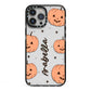 Personalised Orange Pumpkin iPhone 13 Pro Max Black Impact Case on Silver phone