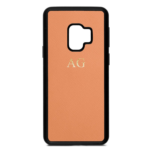 Personalised Orange Saffiano Leather Samsung S9 Case410749