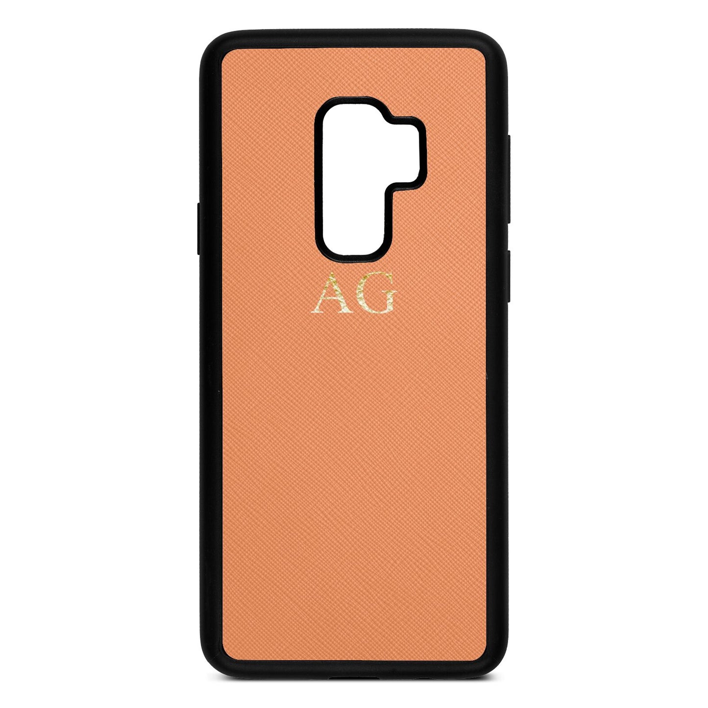 Personalised Orange Saffiano Leather Samsung S9 Plus Case