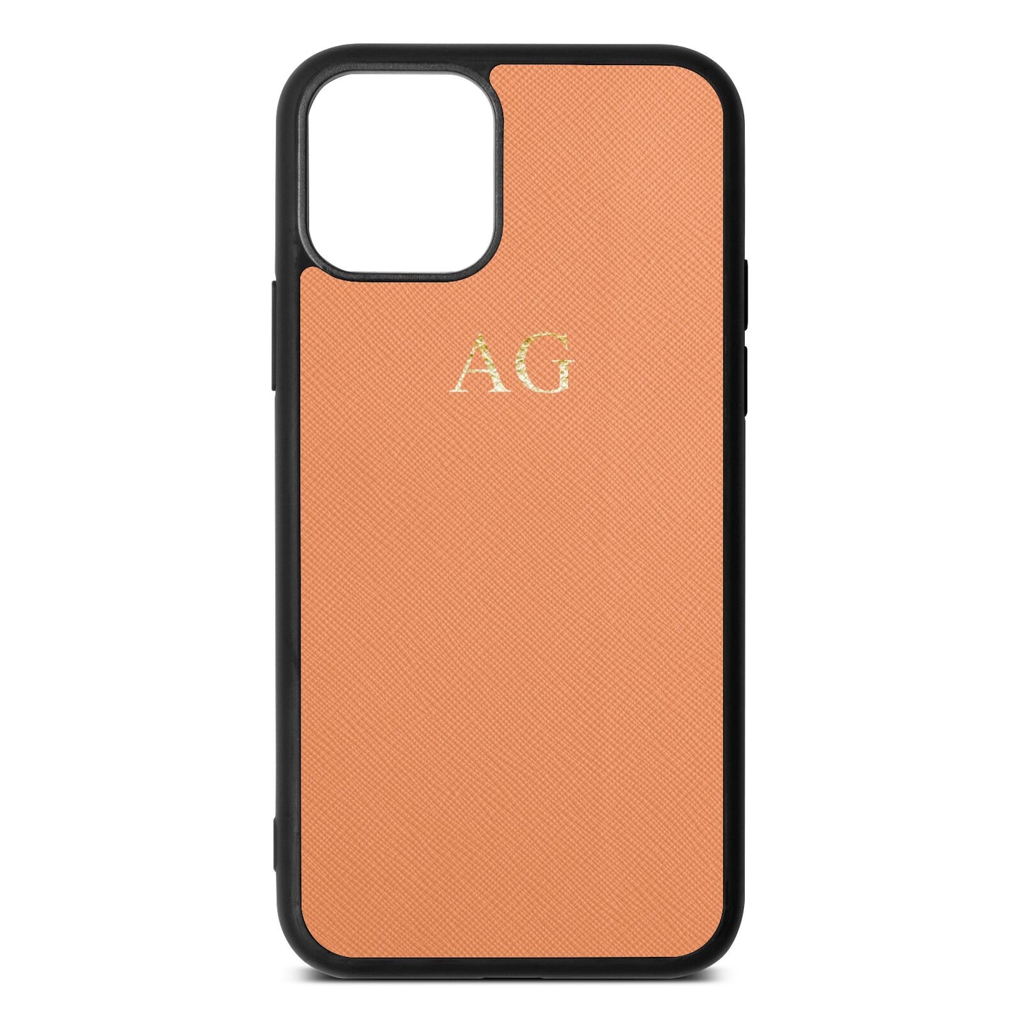 Personalised Orange Saffiano Leather iPhone 11 Pro Case