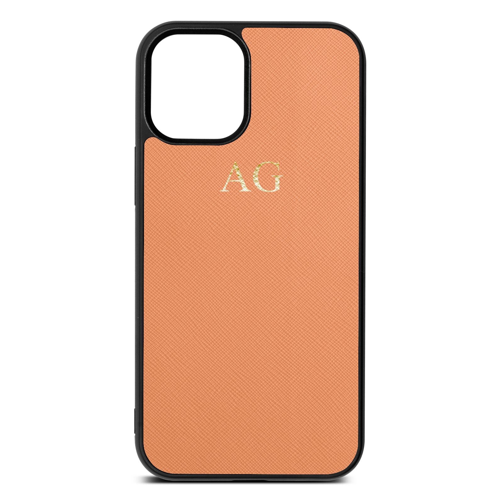 Personalised Orange Saffiano Leather iPhone 12 Mini Case