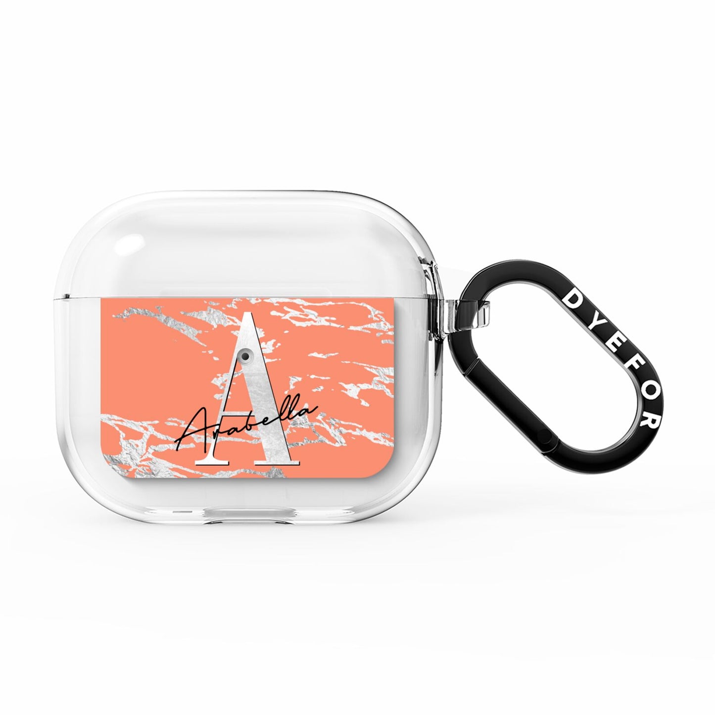 Personalised Orange Silver AirPods Clear Case 3rd Gen