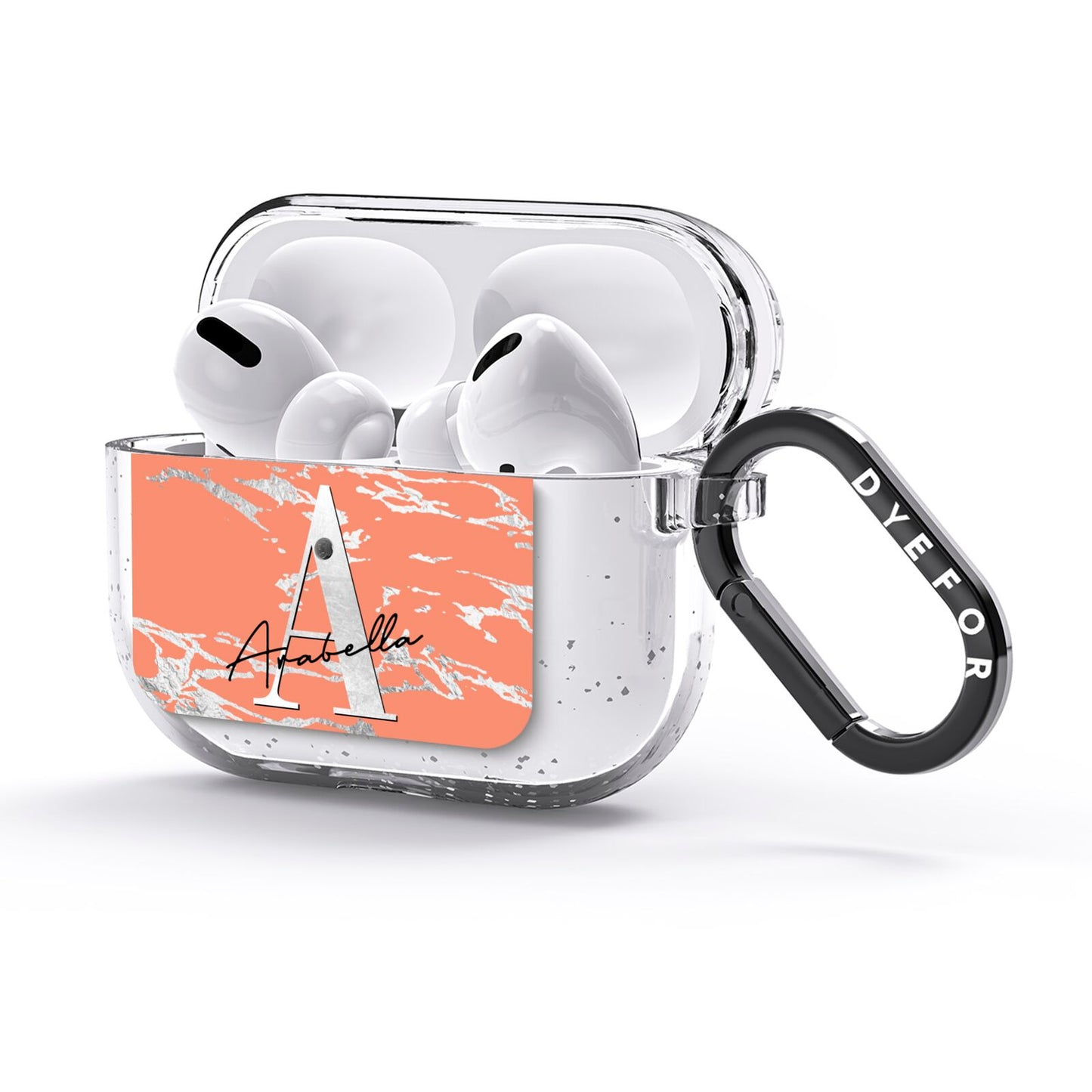 Personalised Orange Silver AirPods Glitter Case 3rd Gen Side Image