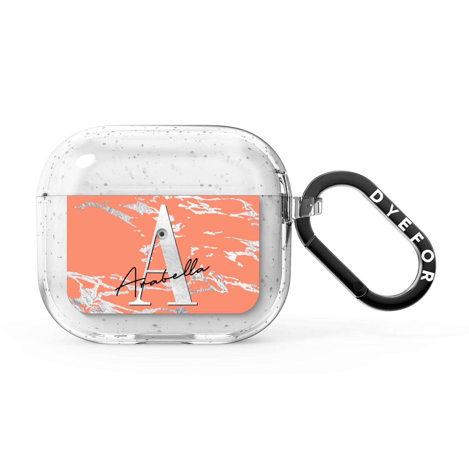 Personalised Orange Silver AirPods Glitter Case 3rd Gen