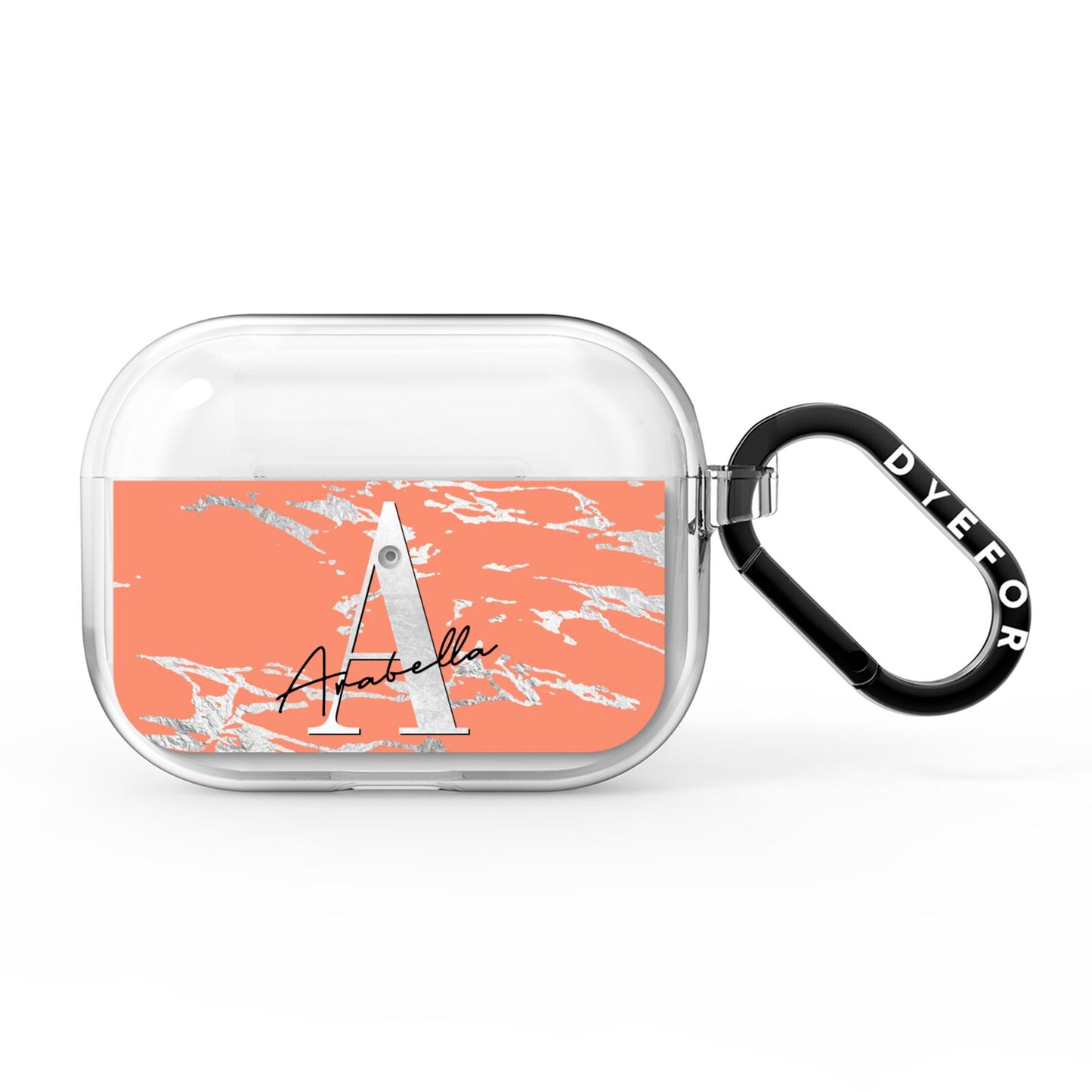 Personalised Orange Silver AirPods Pro Clear Case