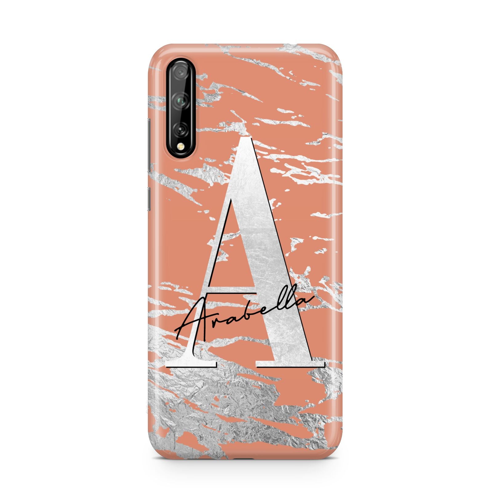 Personalised Orange Silver Huawei Enjoy 10s Phone Case