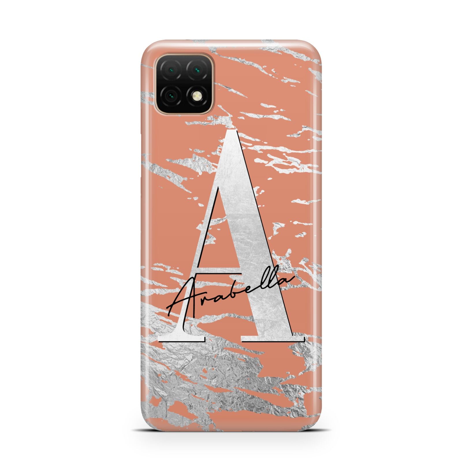 Personalised Orange Silver Huawei Enjoy 20 Phone Case