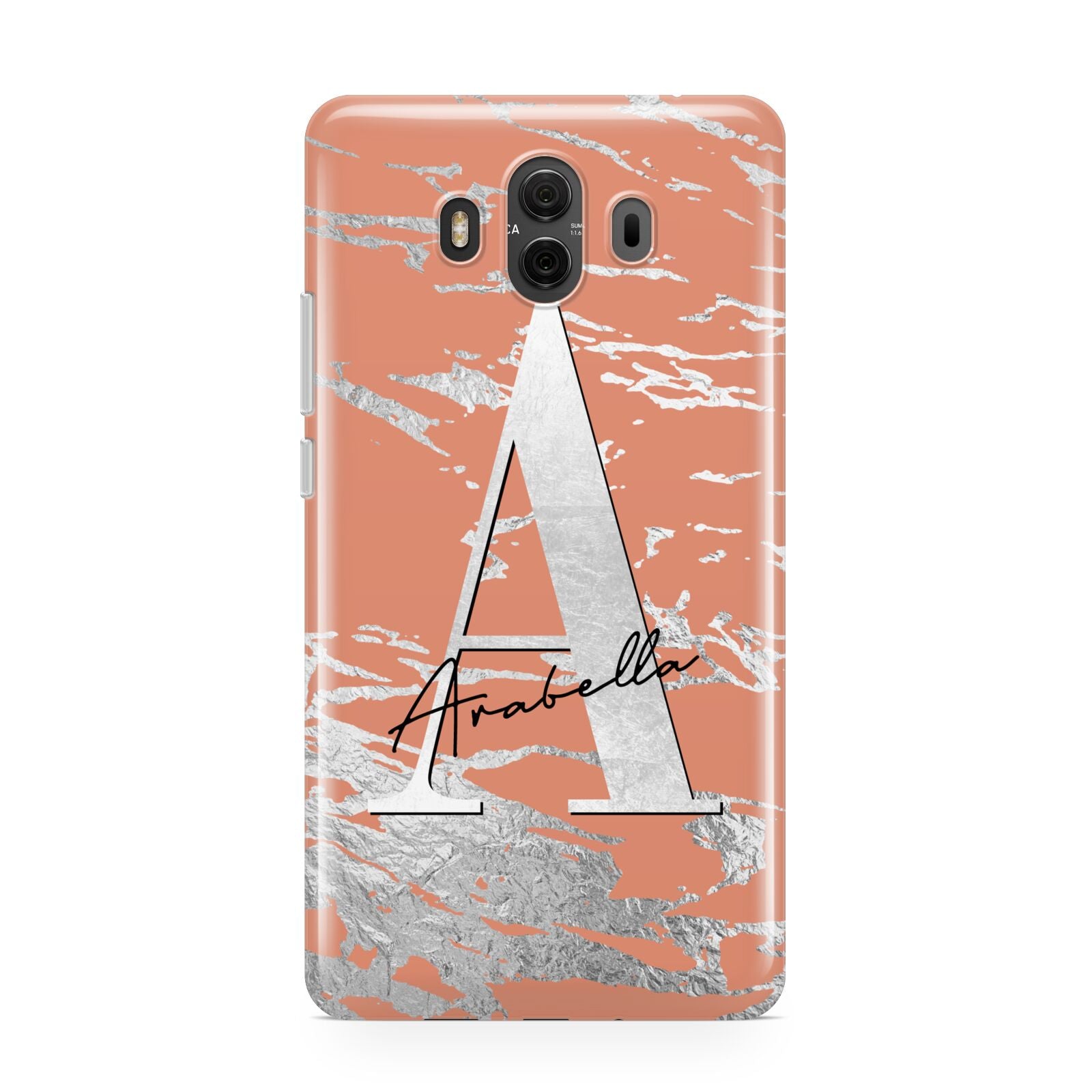 Personalised Orange Silver Huawei Mate 10 Protective Phone Case