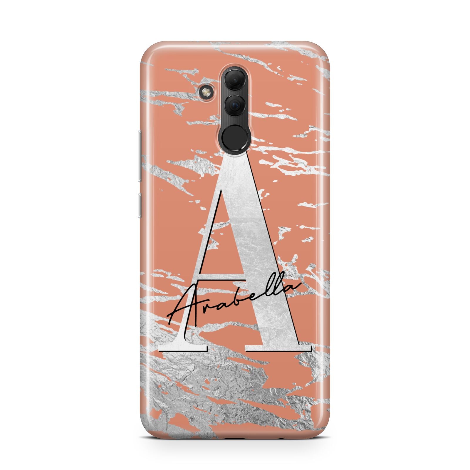 Personalised Orange Silver Huawei Mate 20 Lite