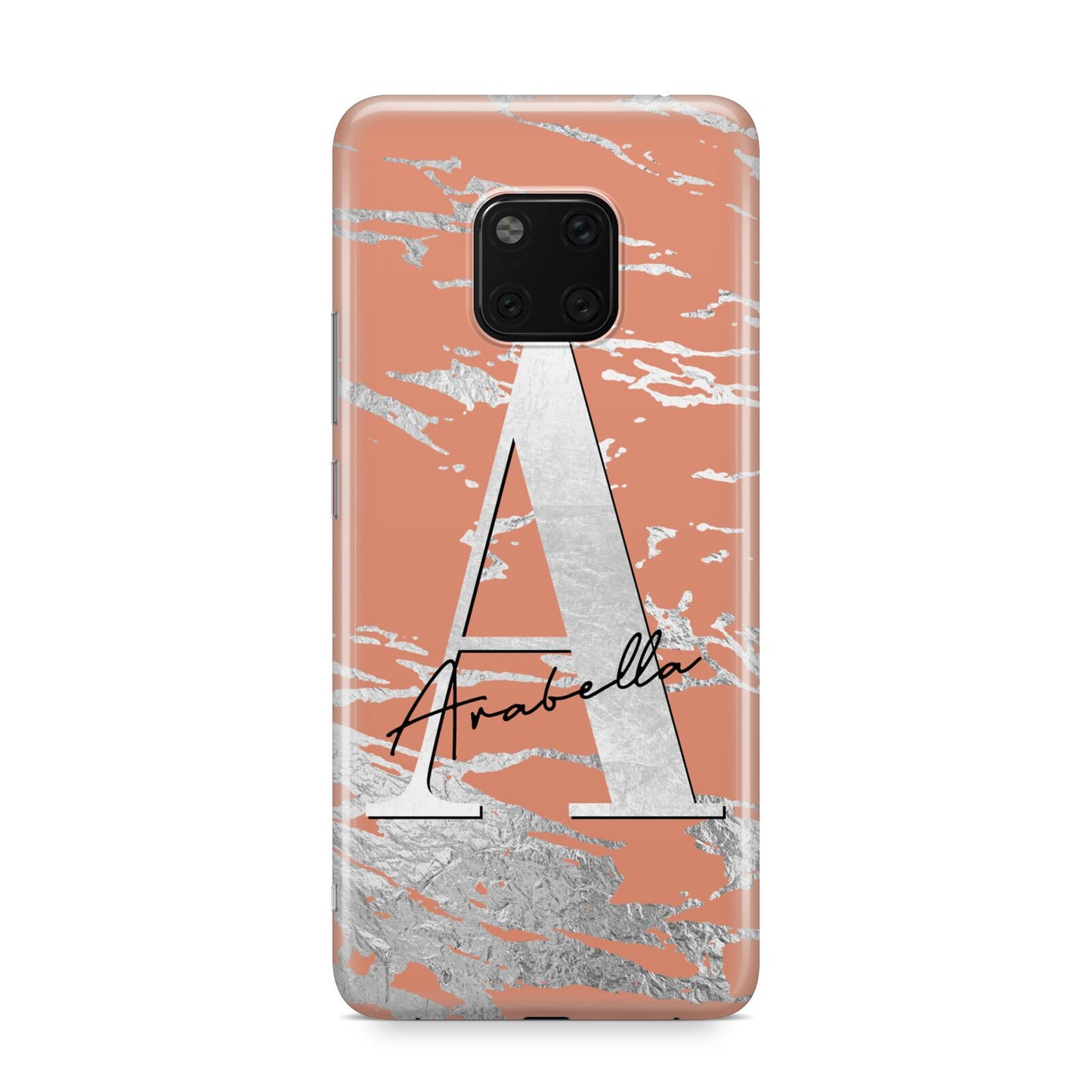 Personalised Orange Silver Huawei Mate 20 Pro Phone Case