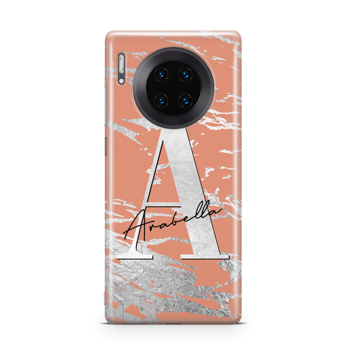 Personalised Orange Silver Huawei Mate 30 Pro Phone Case